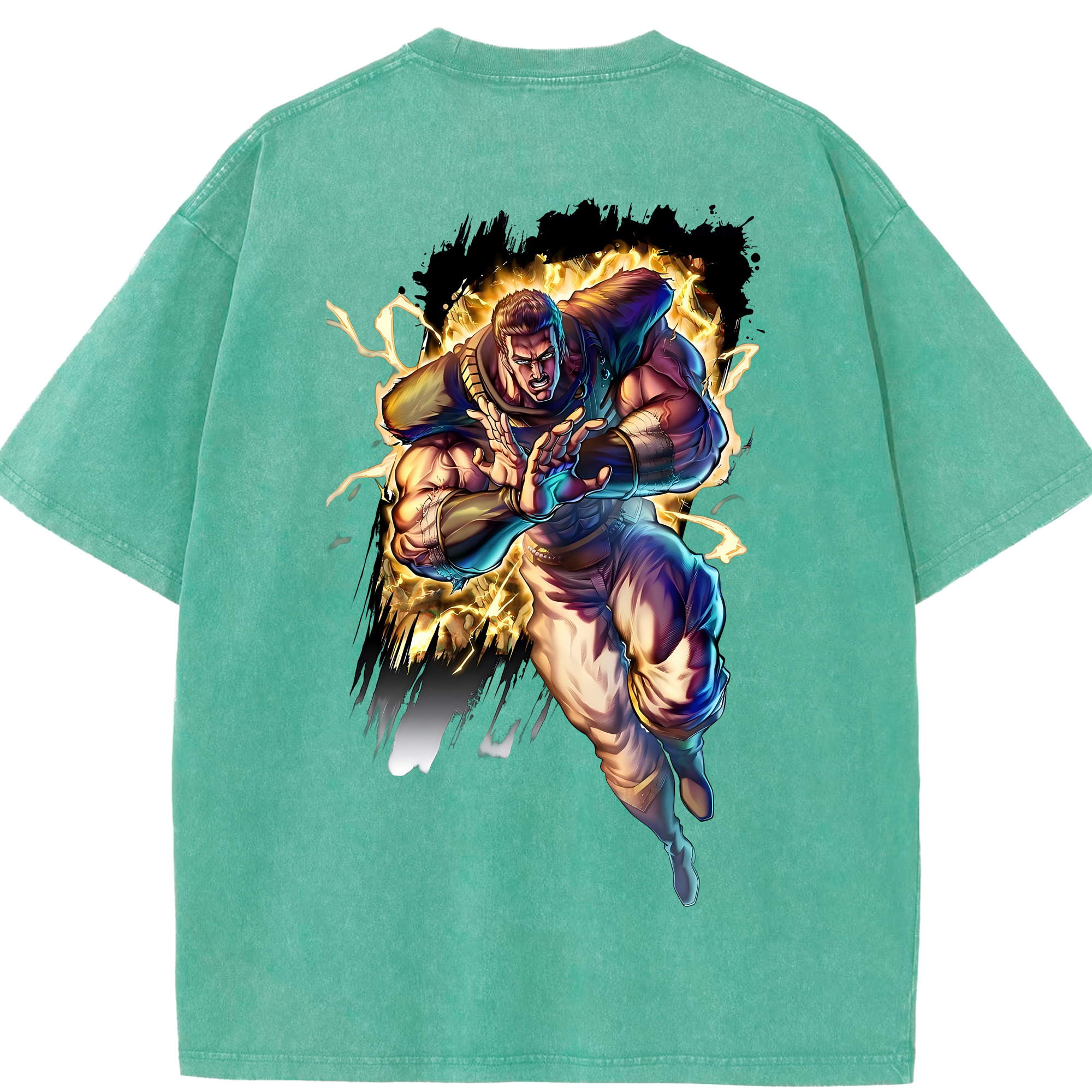 （画像用） 北斗の拳 Fist of the North Star 綿100% ヴィンテージ風 半袖Tシャツ（背面プリント）